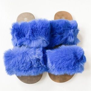 SuperJack Blue Faux Fur Sandals 414